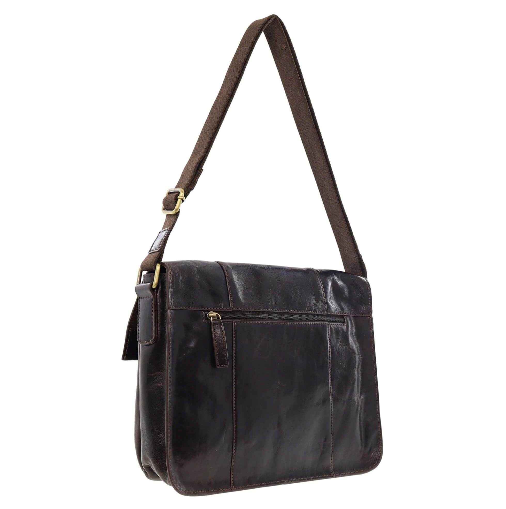 Pierre Cardin Men's Leather Messenger/Laptop Bag in Chocolate
