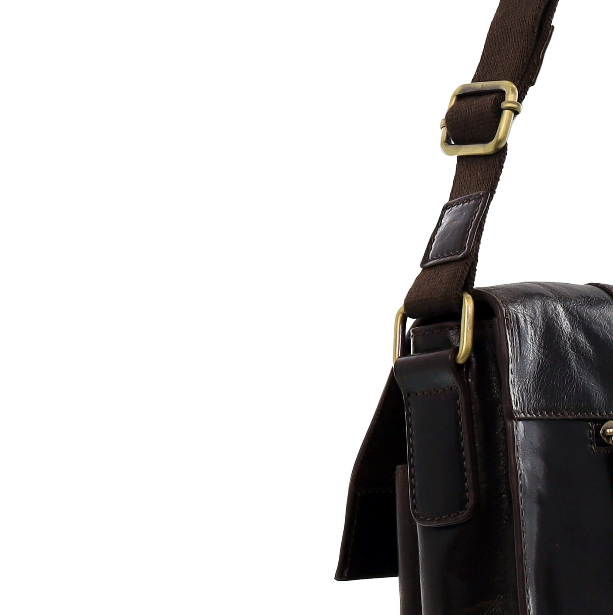 Pierre Cardin Men's Leather Messenger/Laptop Bag in Chocolate