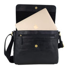 Pierre Cardin Classic Leather Messenger/Laptop Bag in Black