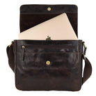 Pierre Cardin Classic Leather Messenger/Laptop Bag in Chocolate