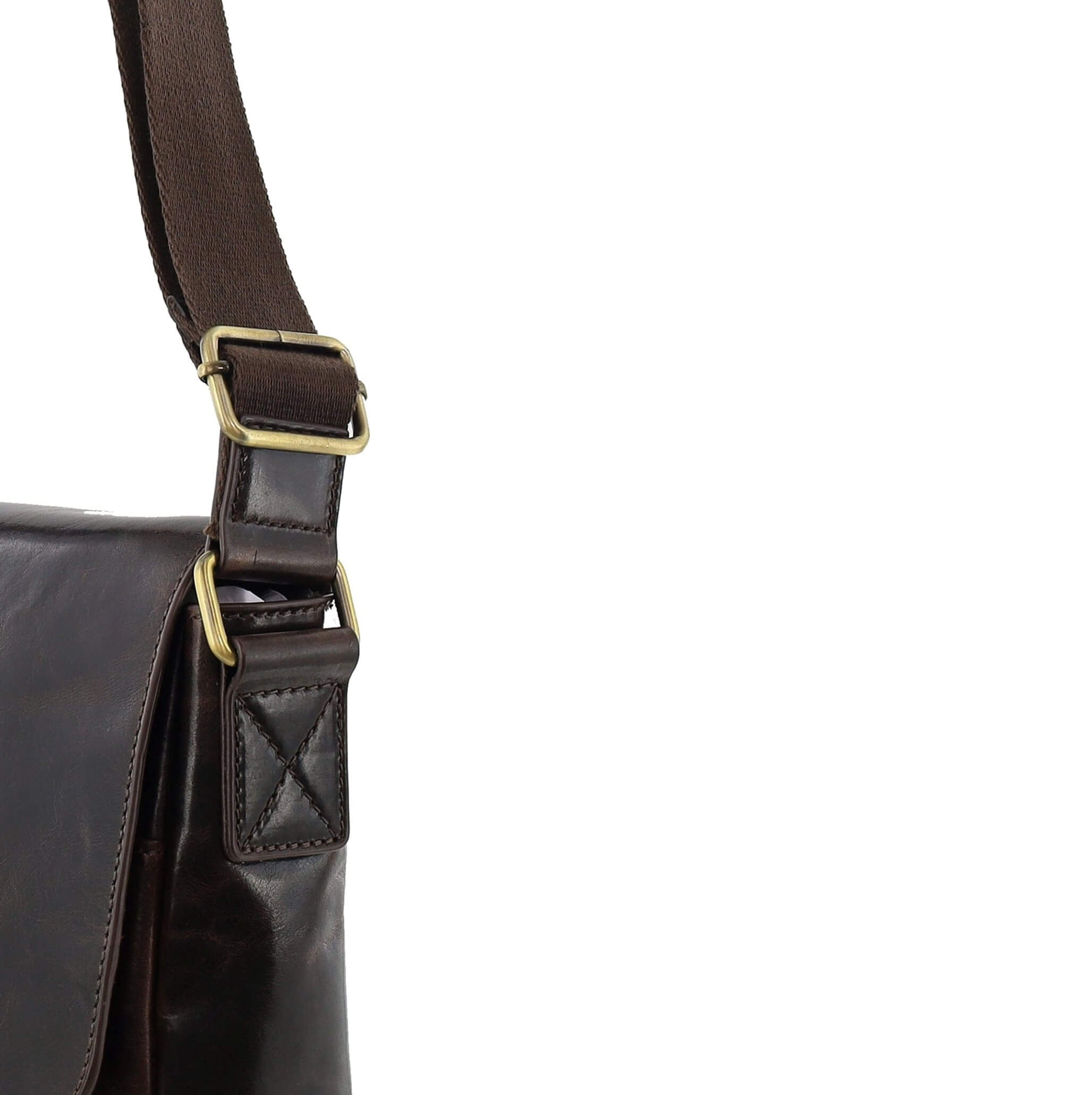 Pierre Cardin Classic Leather Messenger/Laptop Bag in Chocolate