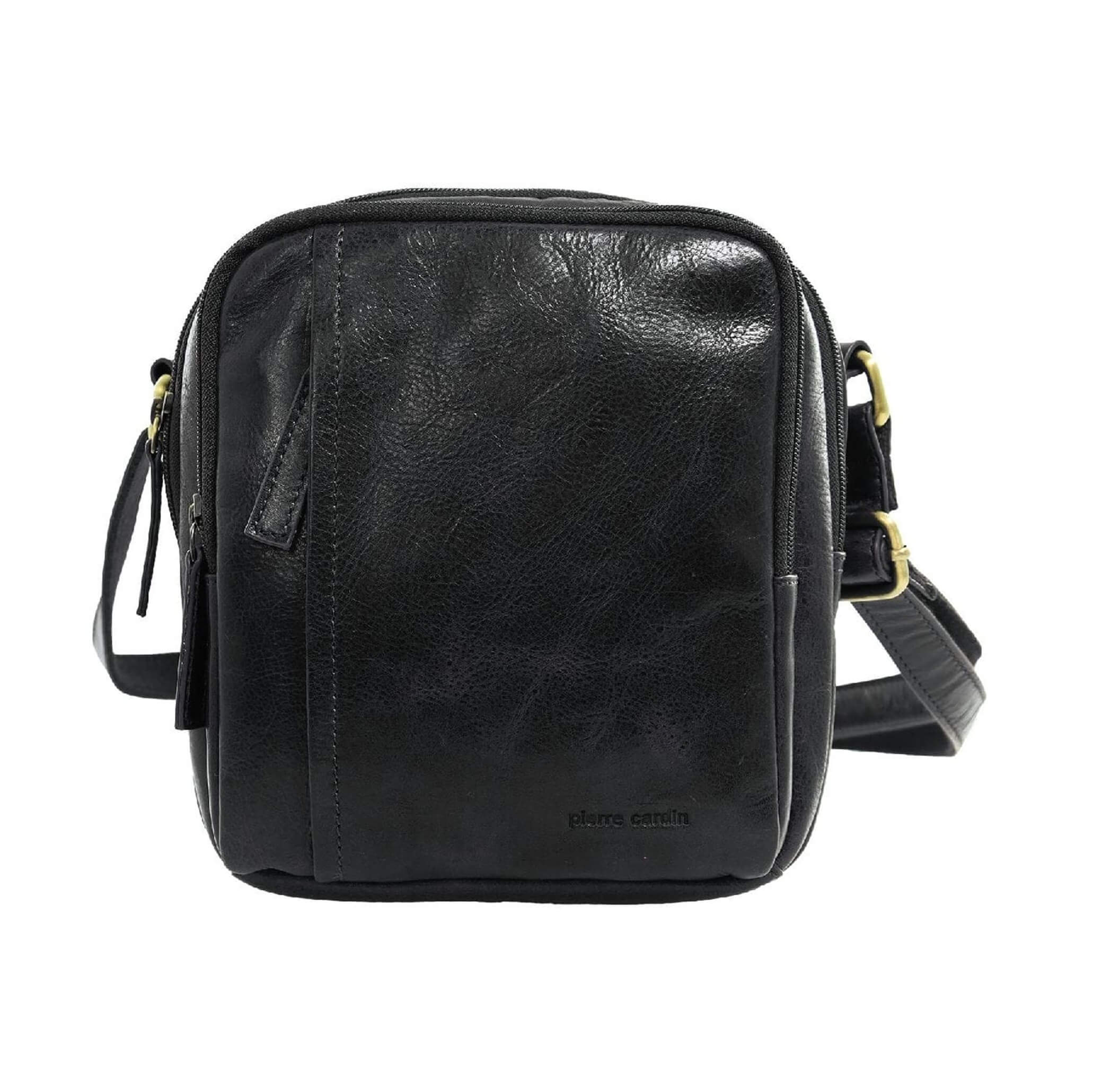 Pierre Cardin Men's Leather Crossbody Bag in Black