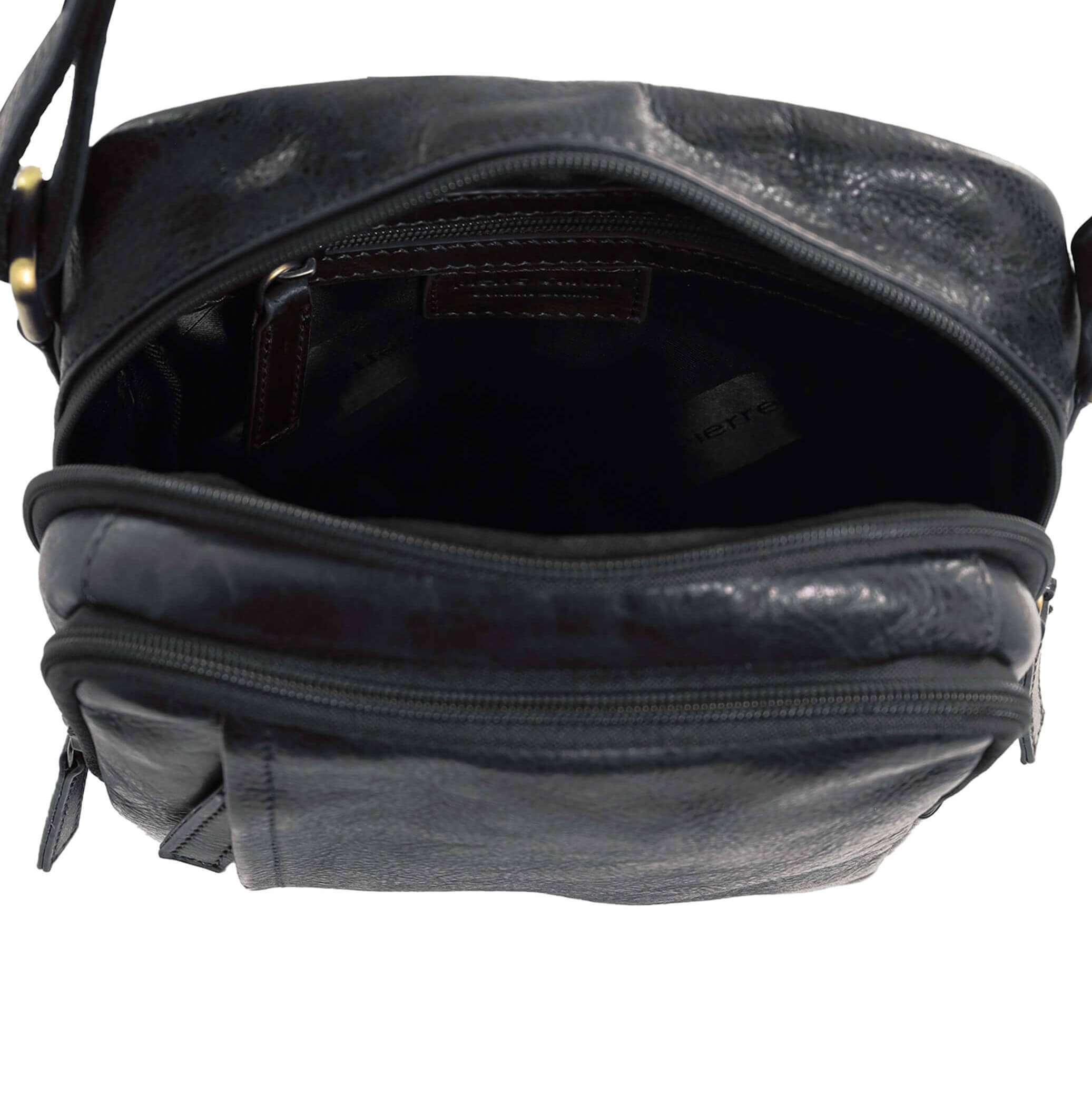 Pierre Cardin Men's Leather Crossbody Bag in Black