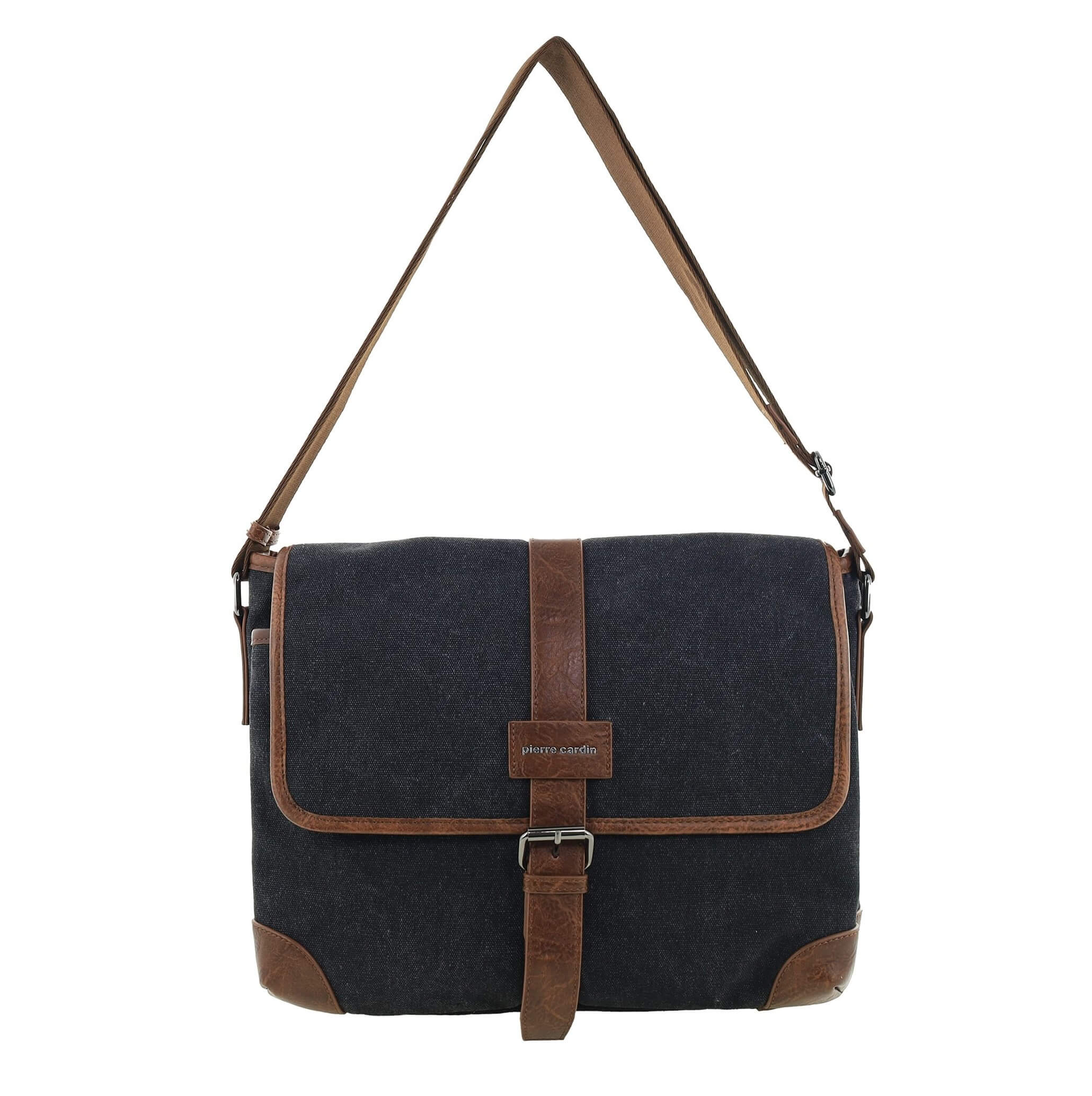 Pierre Cardin Canvas Messenger Bag in Black