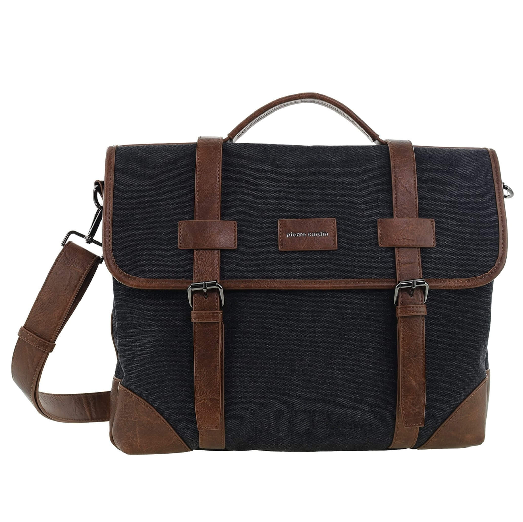 Pierre Cardin Canvas Laptop Satchel in Black