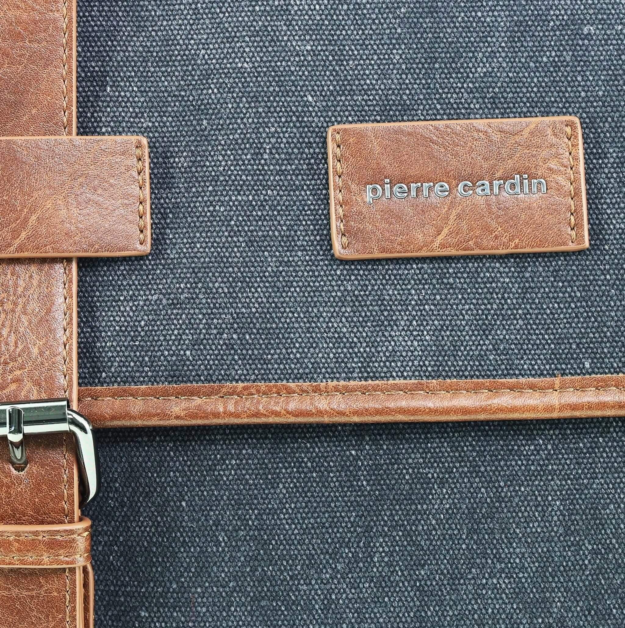 Pierre Cardin Canvas Laptop Satchel in Black