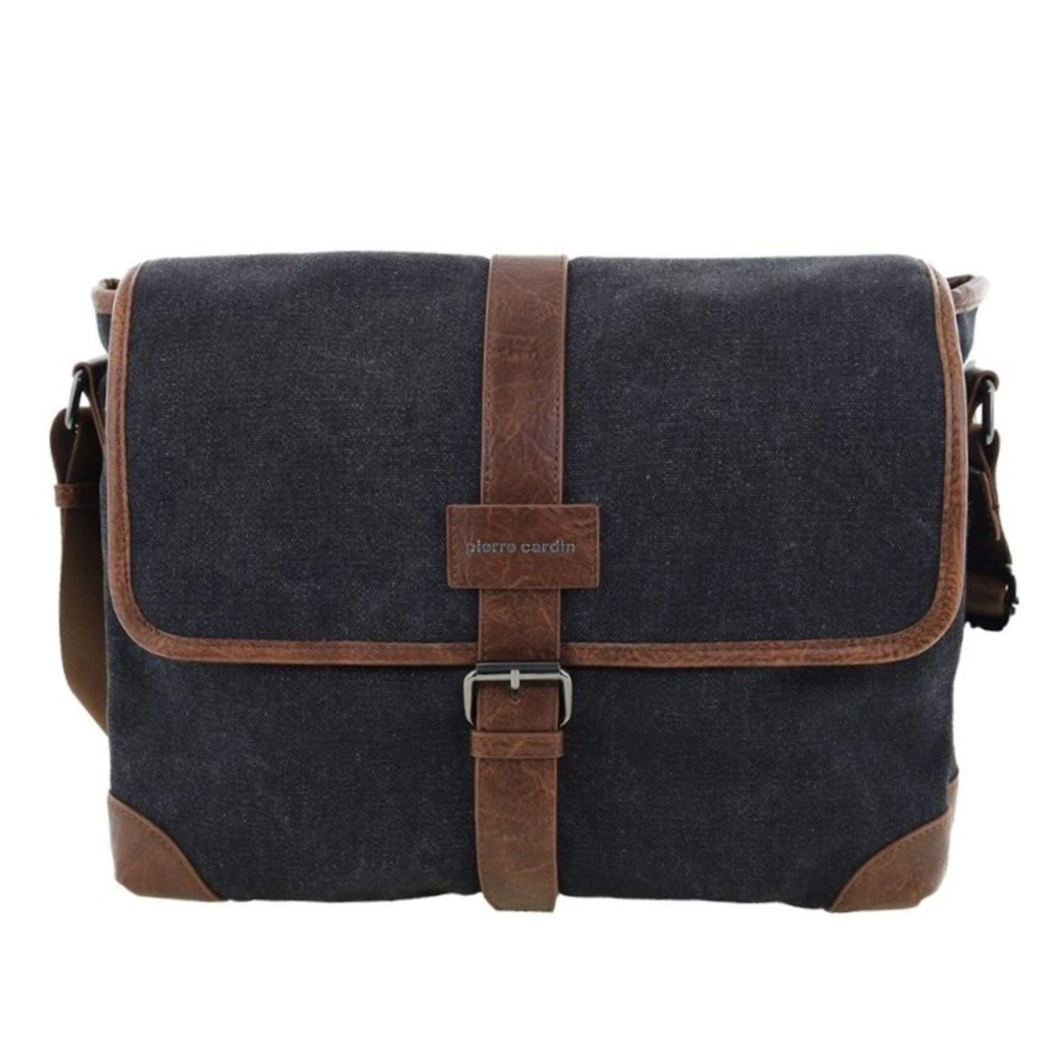 Pierre Cardin Canvas Laptop Satchel in Black