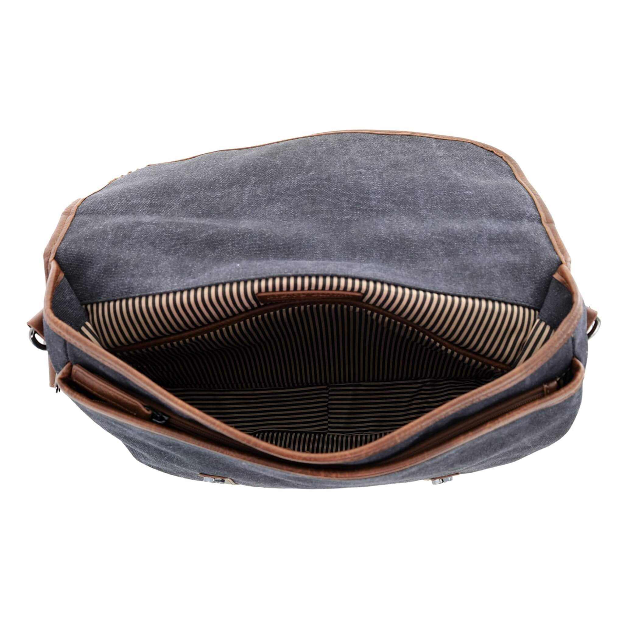 Pierre Cardin Canvas Laptop Satchel in Black