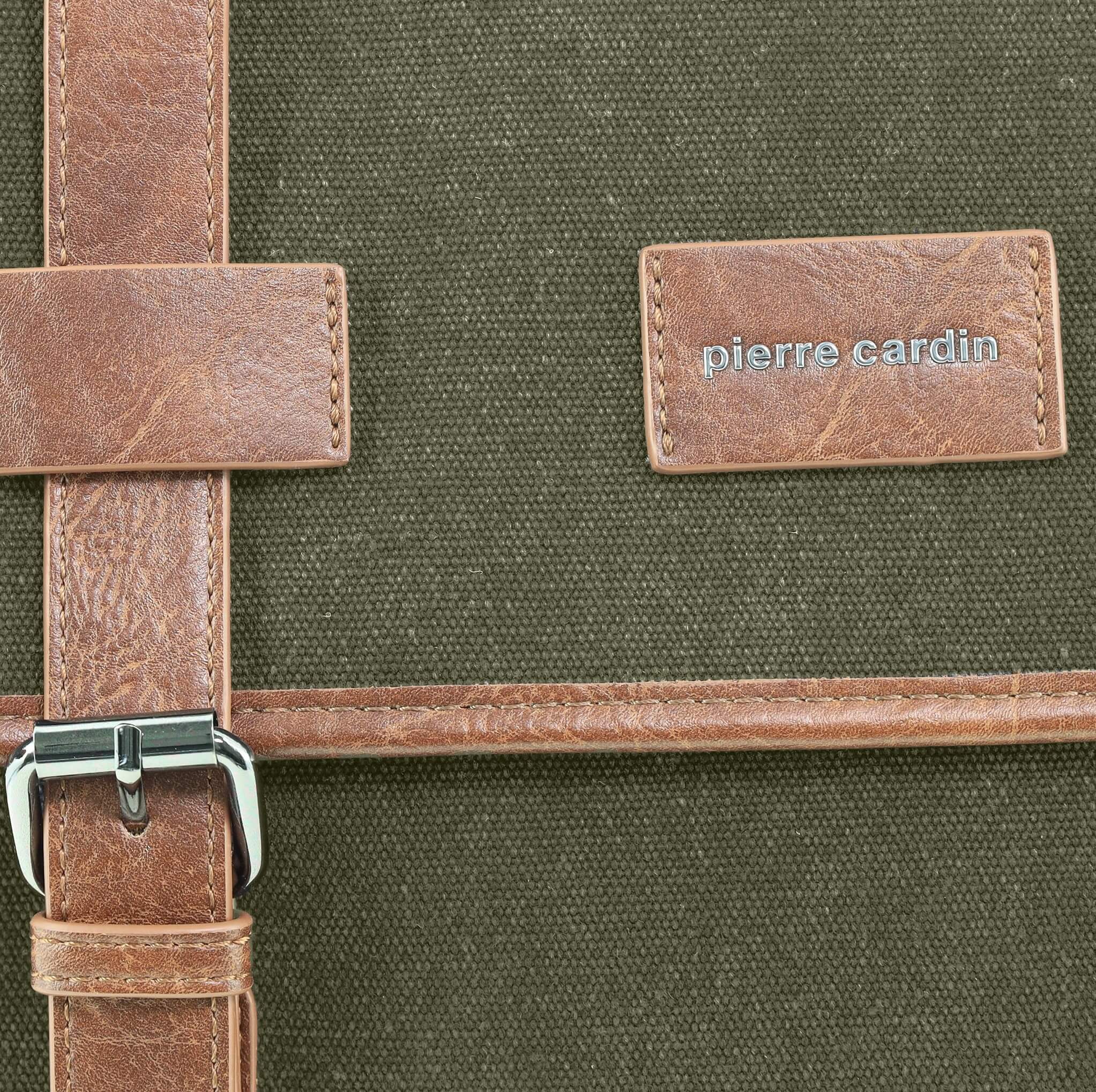 Pierre Cardin Canvas Laptop Satchel in Brown