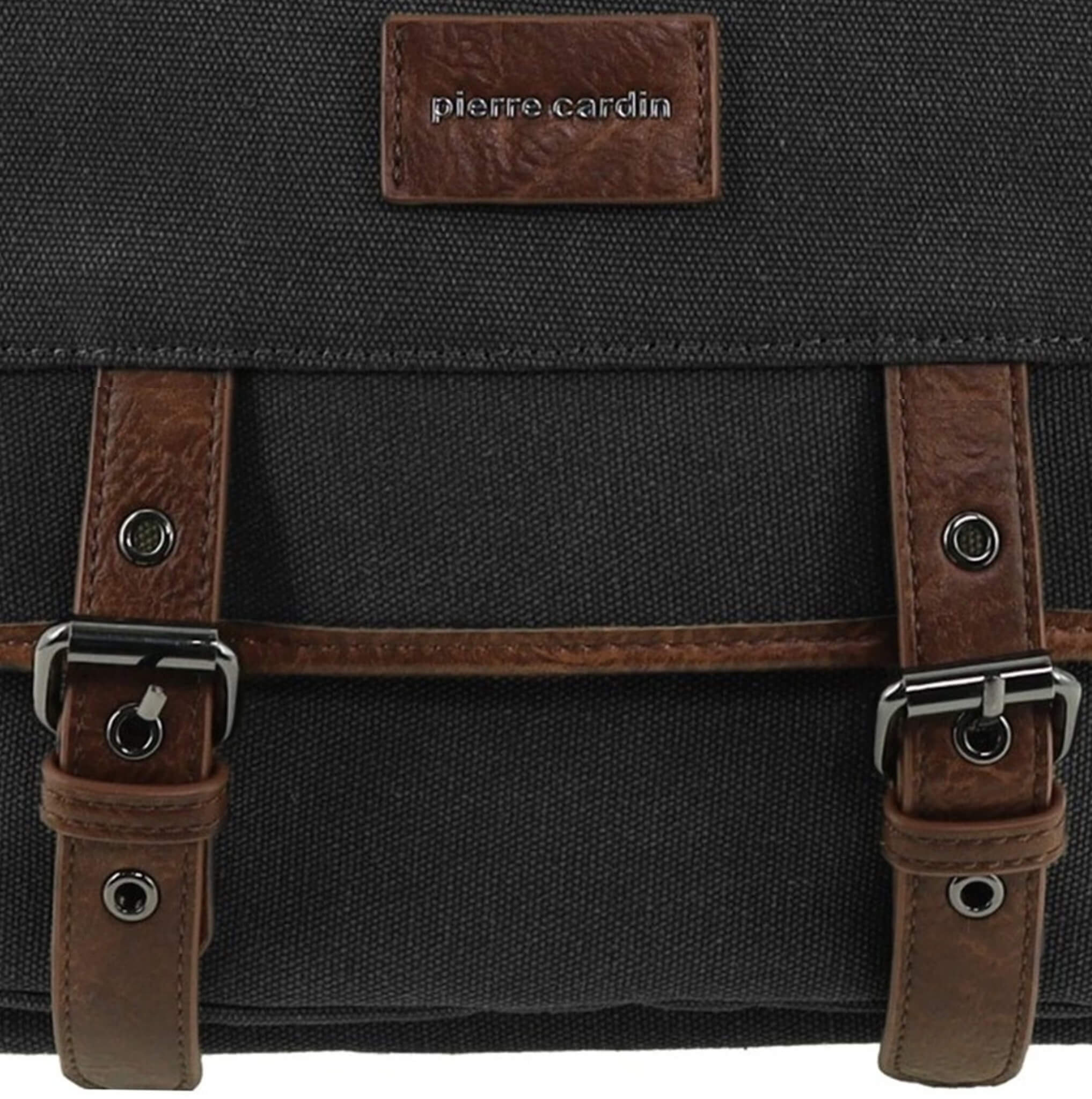 Pierre Cardin Canvas Buckle Satchel In Black