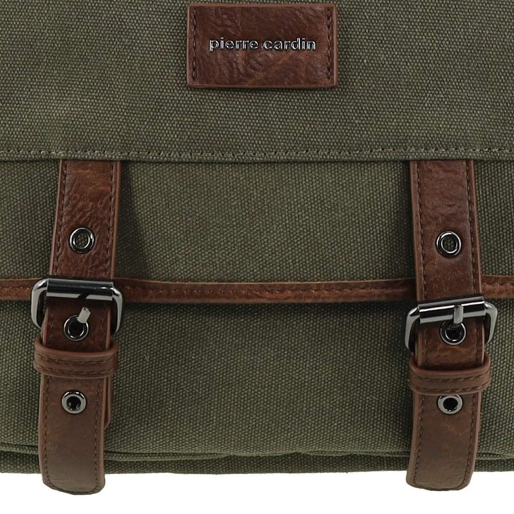 Pierre Cardin Canvas Buckle Satchel In Brown
