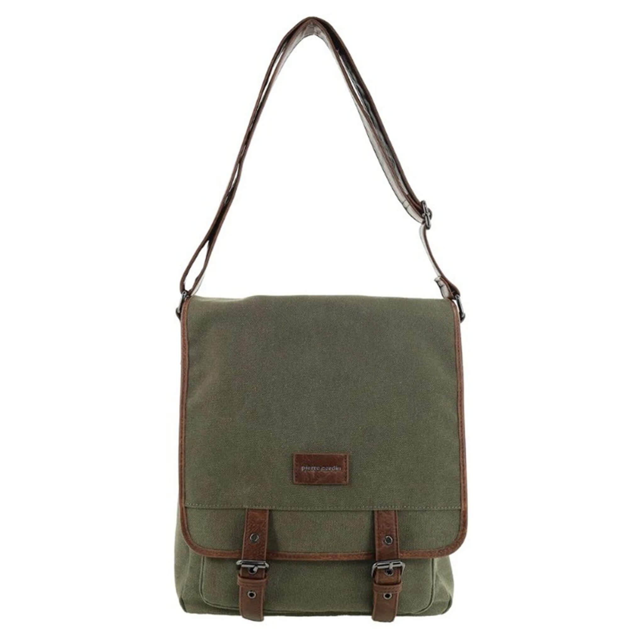 Pierre Cardin Canvas Buckle Satchel In Brown