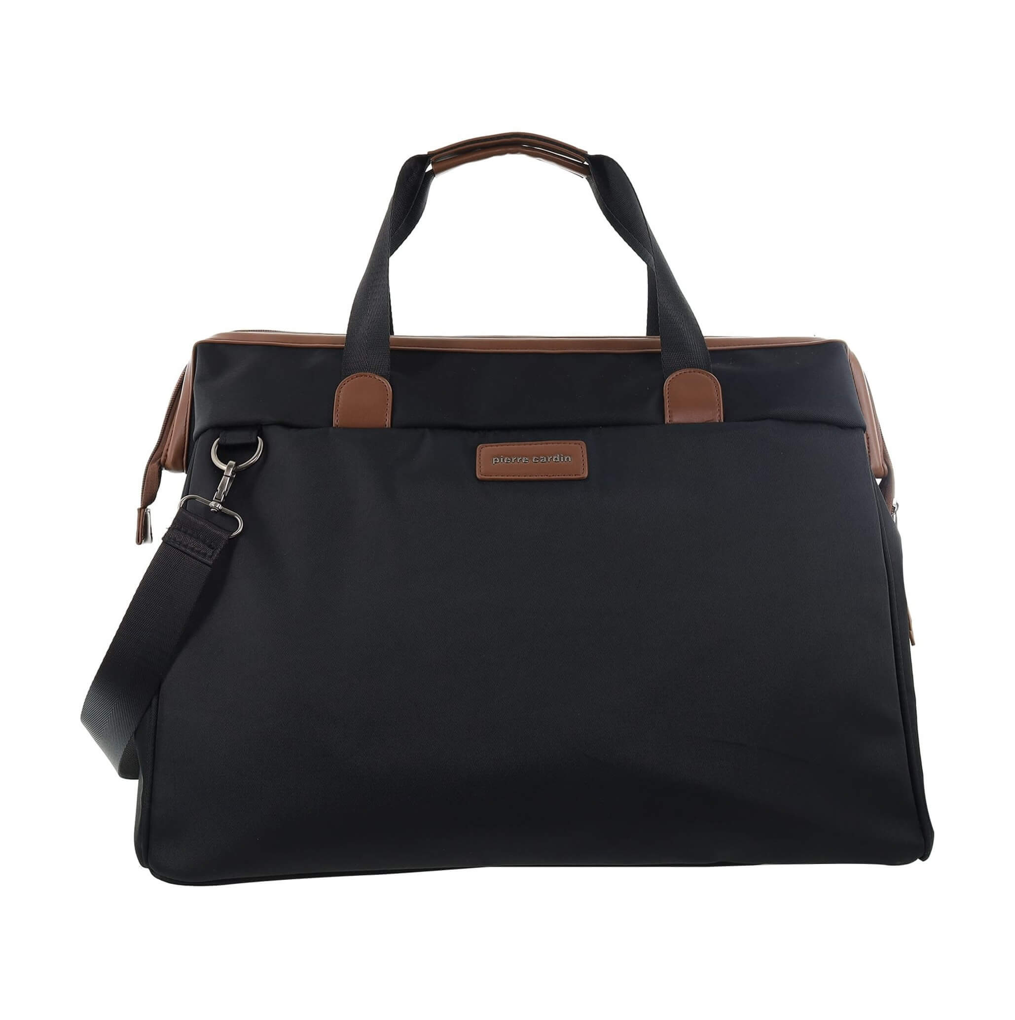 Pierre Cardin Nylon Euro Overnighter Carry-On In Black