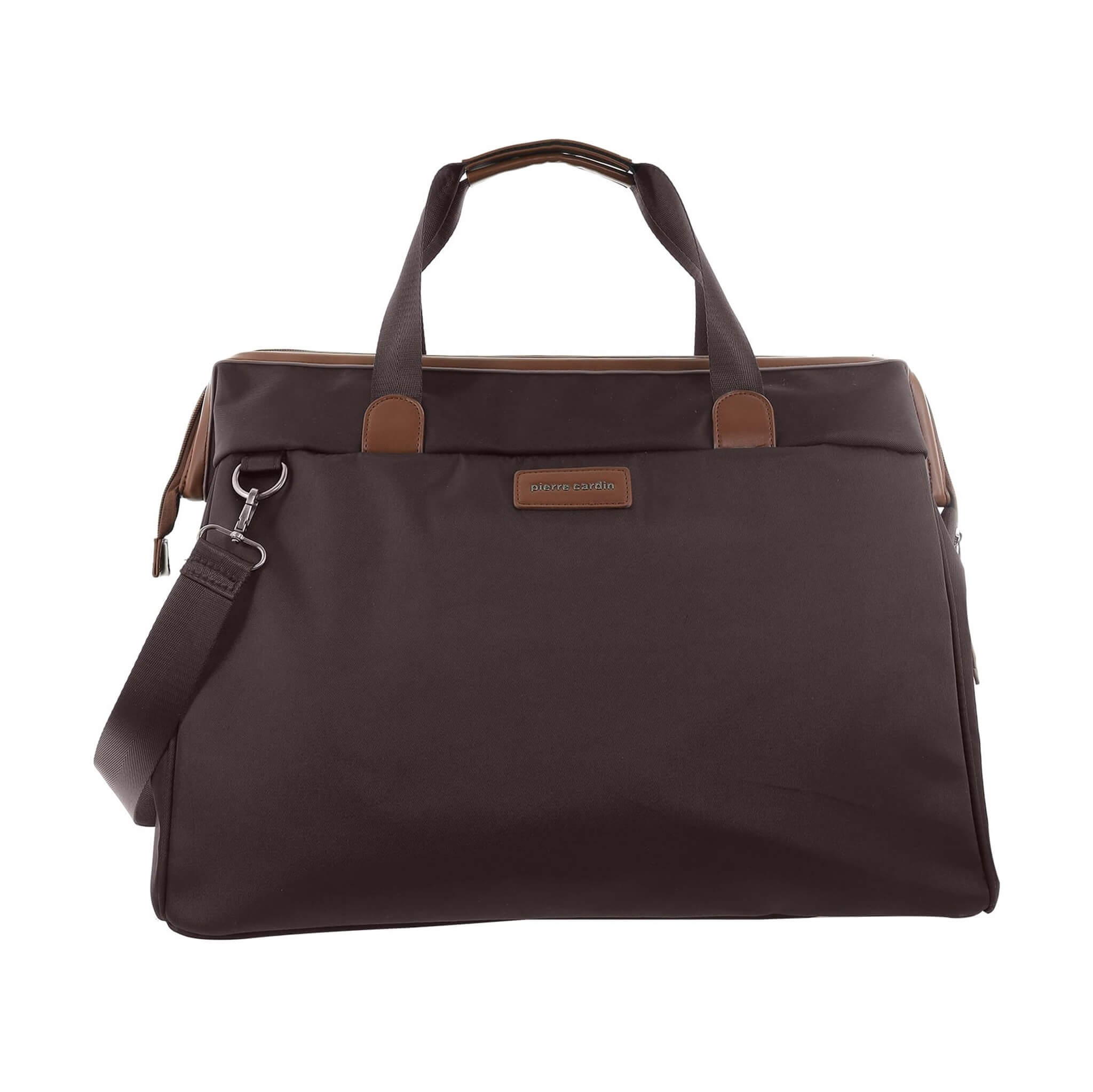 Pierre Cardin Nylon Euro Overnighter Carry-On In Chocolate
