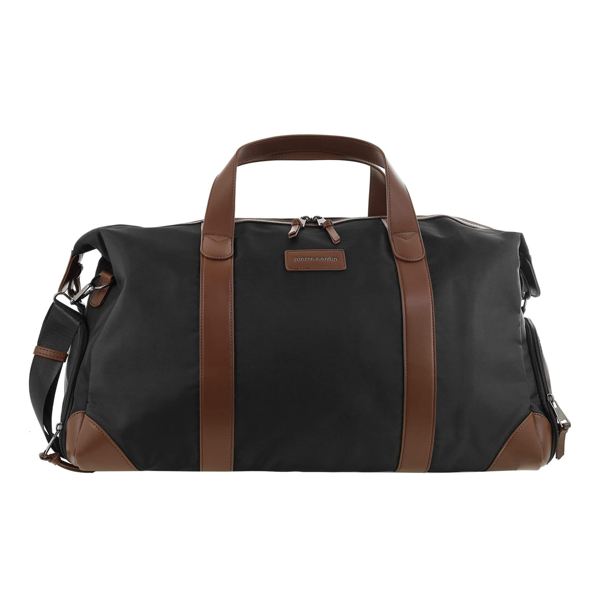 Pierre Cardin Nylon 2-Tone Lite Overnight Bag in Black