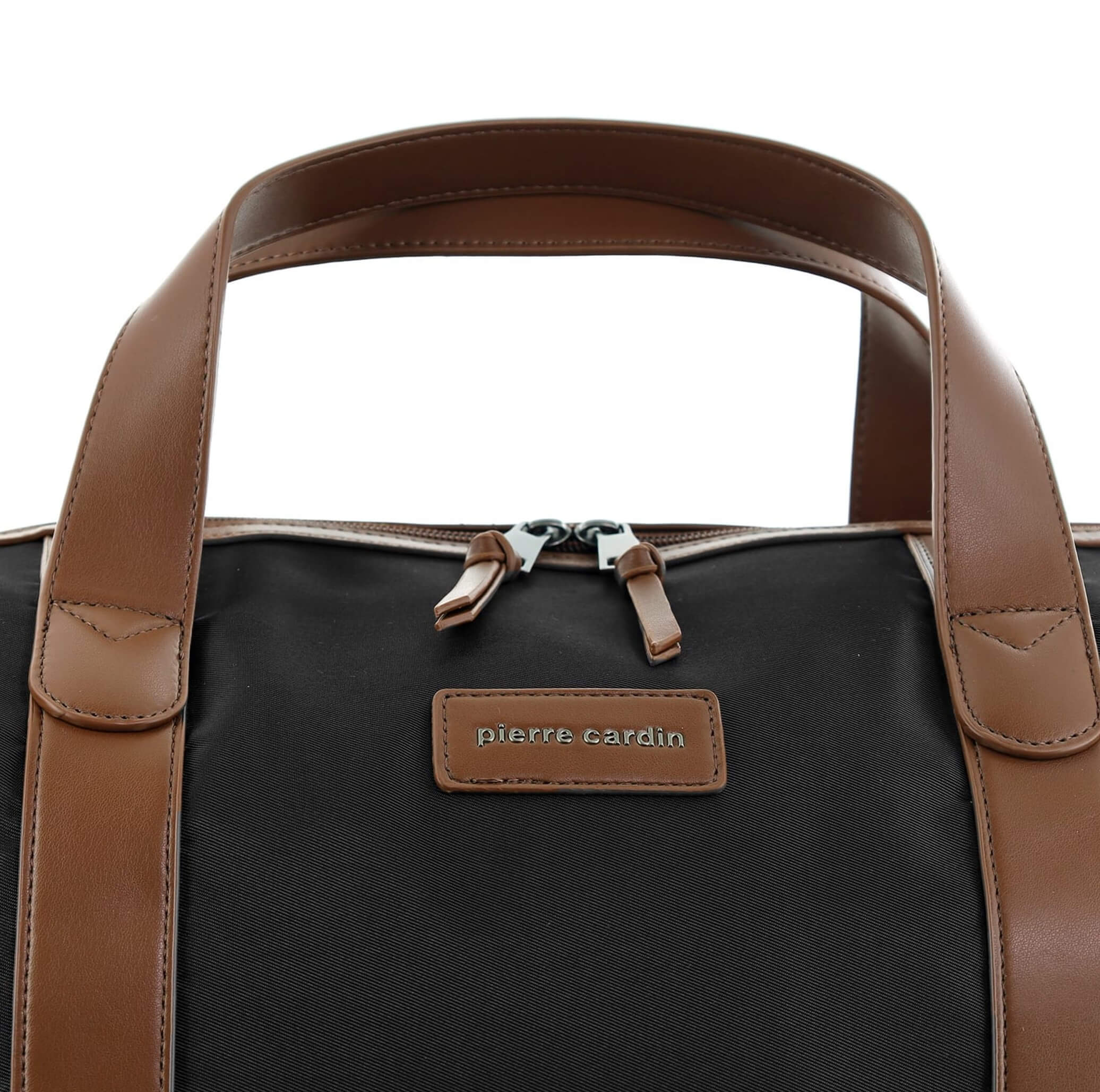 Pierre Cardin Nylon 2-Tone Lite Overnight Bag in Black