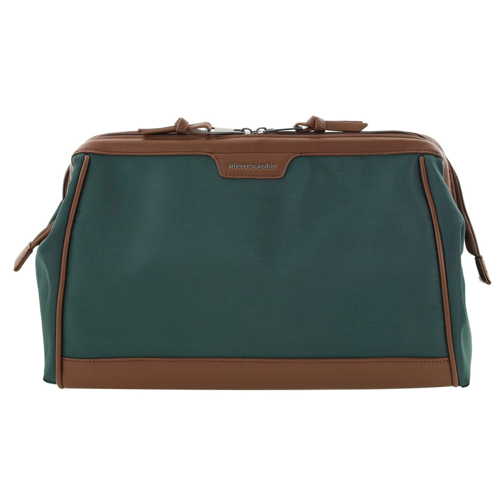 Pierre Cardin PC4128 nylon toiletry bag with brown vegan leather trim.