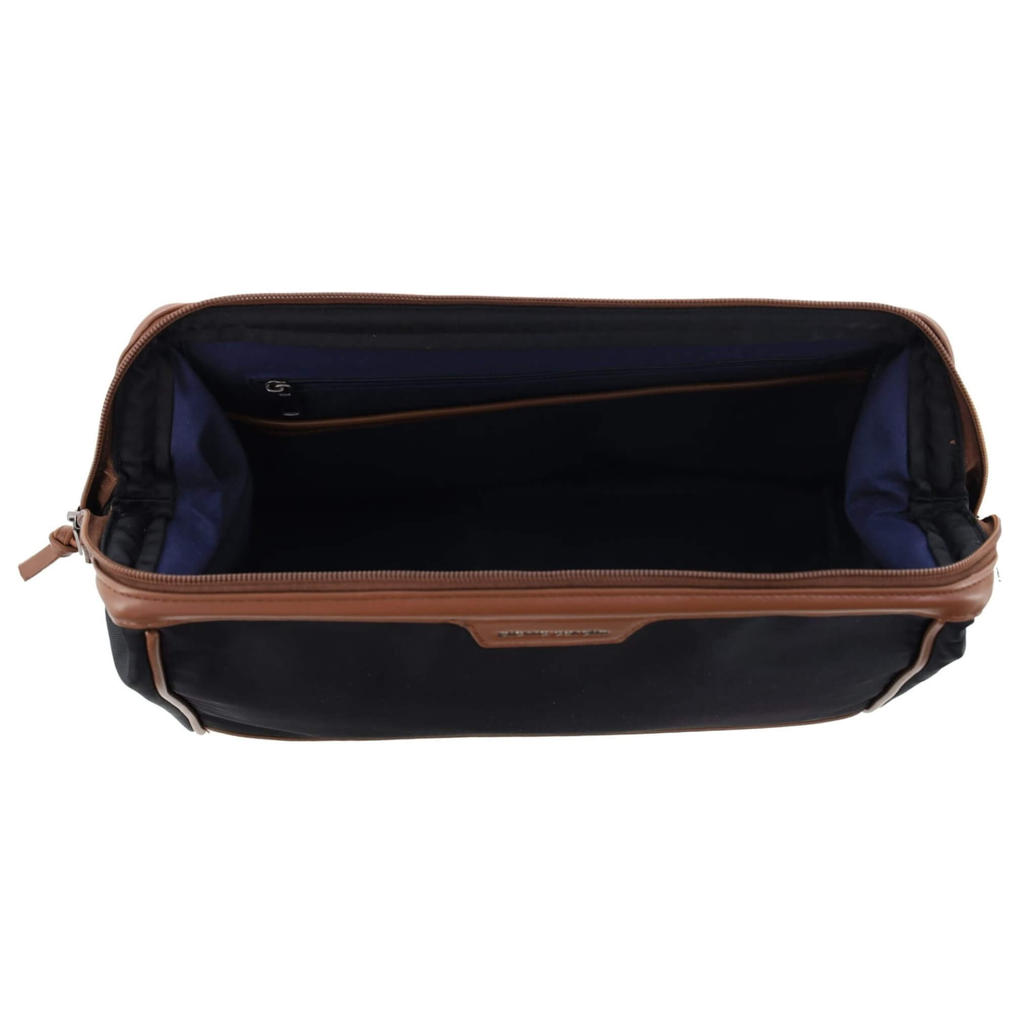 Pierre Cardin PC4128 nylon toiletry bag with brown vegan leather trim.