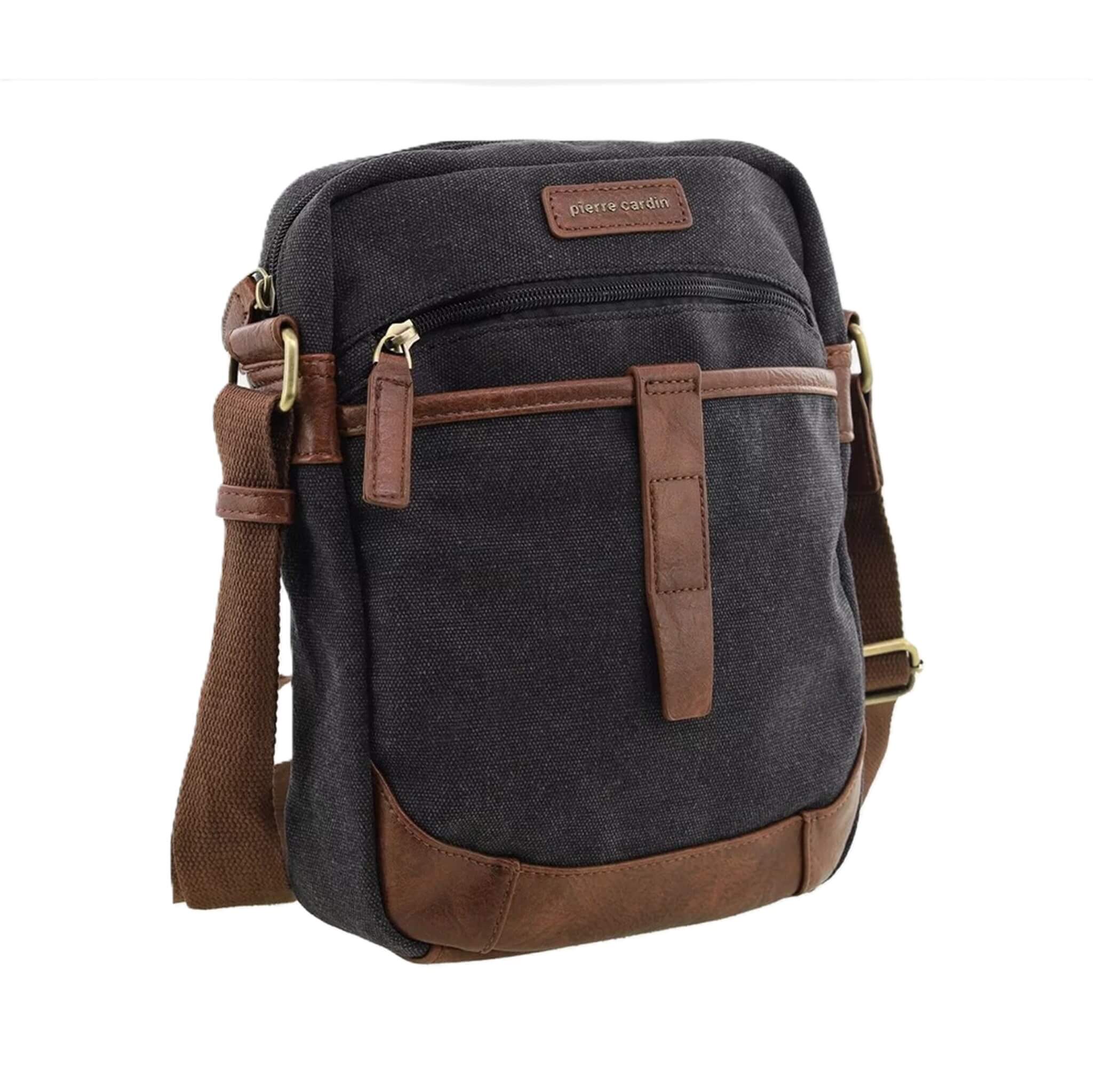 Pierre Cardin Canvas Crossbody Bag in Black