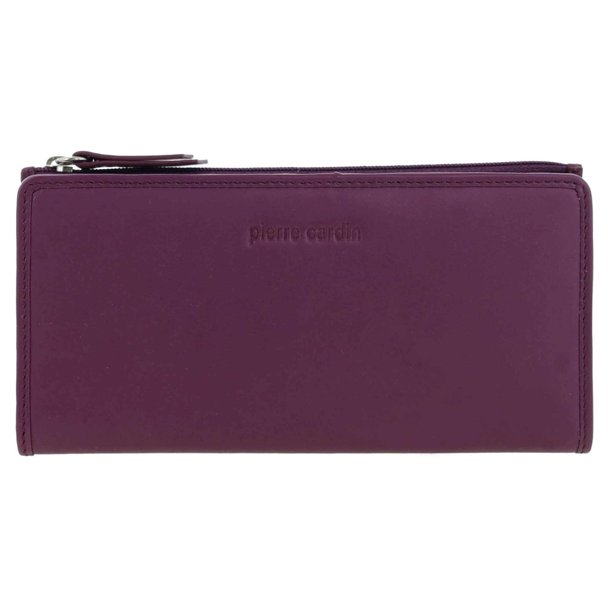 Pierre Cardin Italian Leather Ladies Bi-Fold Wallet in Berry