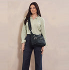 Pierre Cardin RFID Anti-Theft Nylon Crossbody Bag In Black