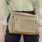 Pierre Cardin RFID Anti-Theft Nylon Crossbody Bag In Camel