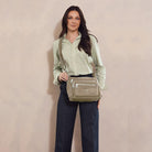 Pierre Cardin RFID Anti-Theft Nylon Crossbody Bag In Camel