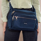 Pierre Cardin RFID Anti-Theft Nylon Crossbody Bag In Navy