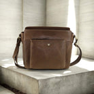 Pierre Cardin Unisex Italian Leather Crossbody Bag In Oak