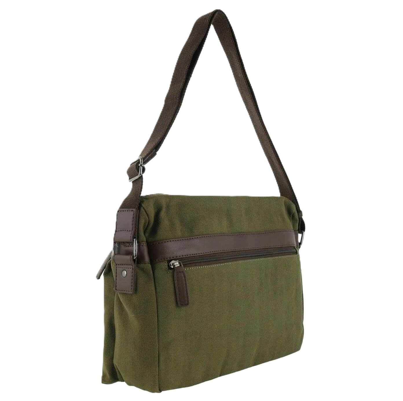 Police Rustic Canvas Men's Messenger Business Bag in Dark Olive