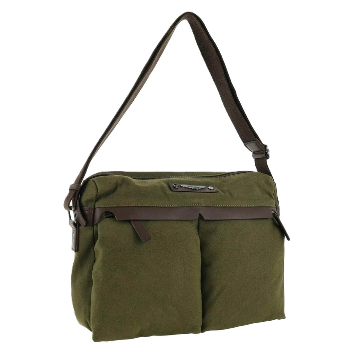 Police Rustic Canvas Men's Messenger Business Bag in Dark Olive