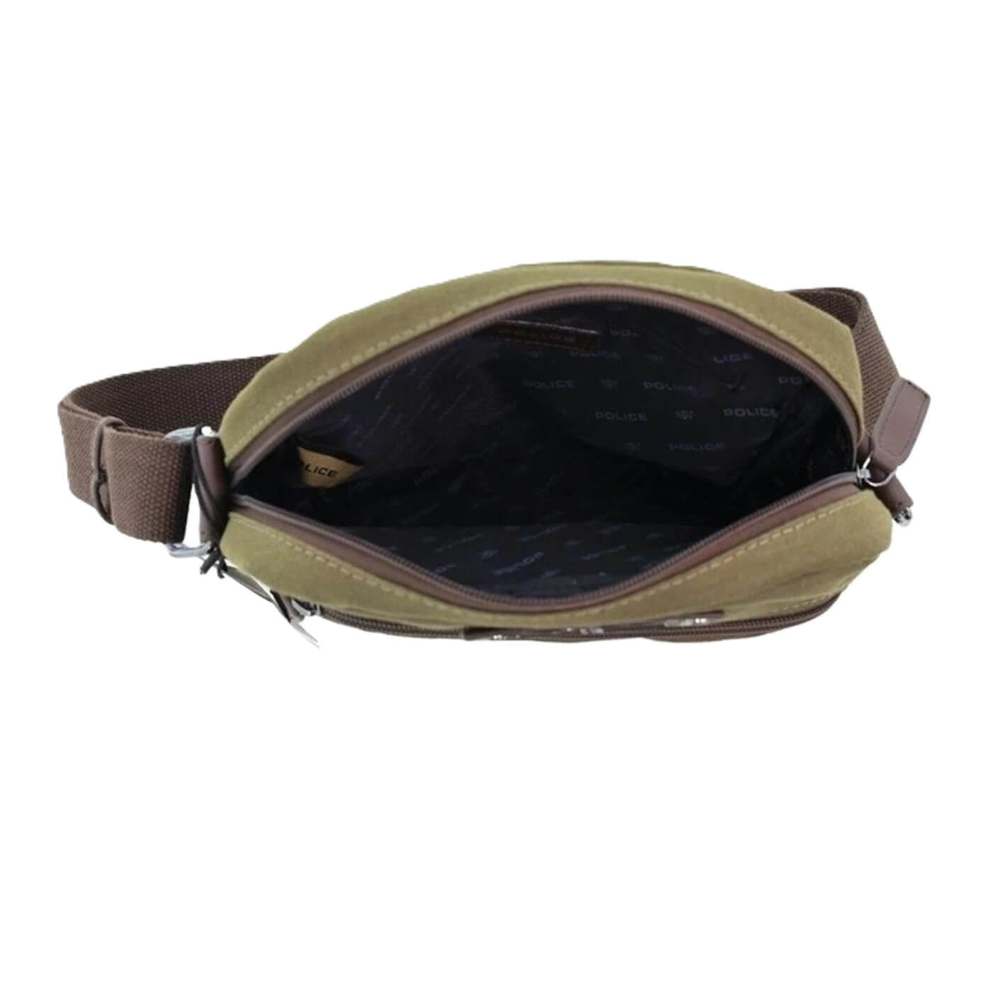 Police Rustic Canvas Men's Messenger Business Bag in Dark Olive