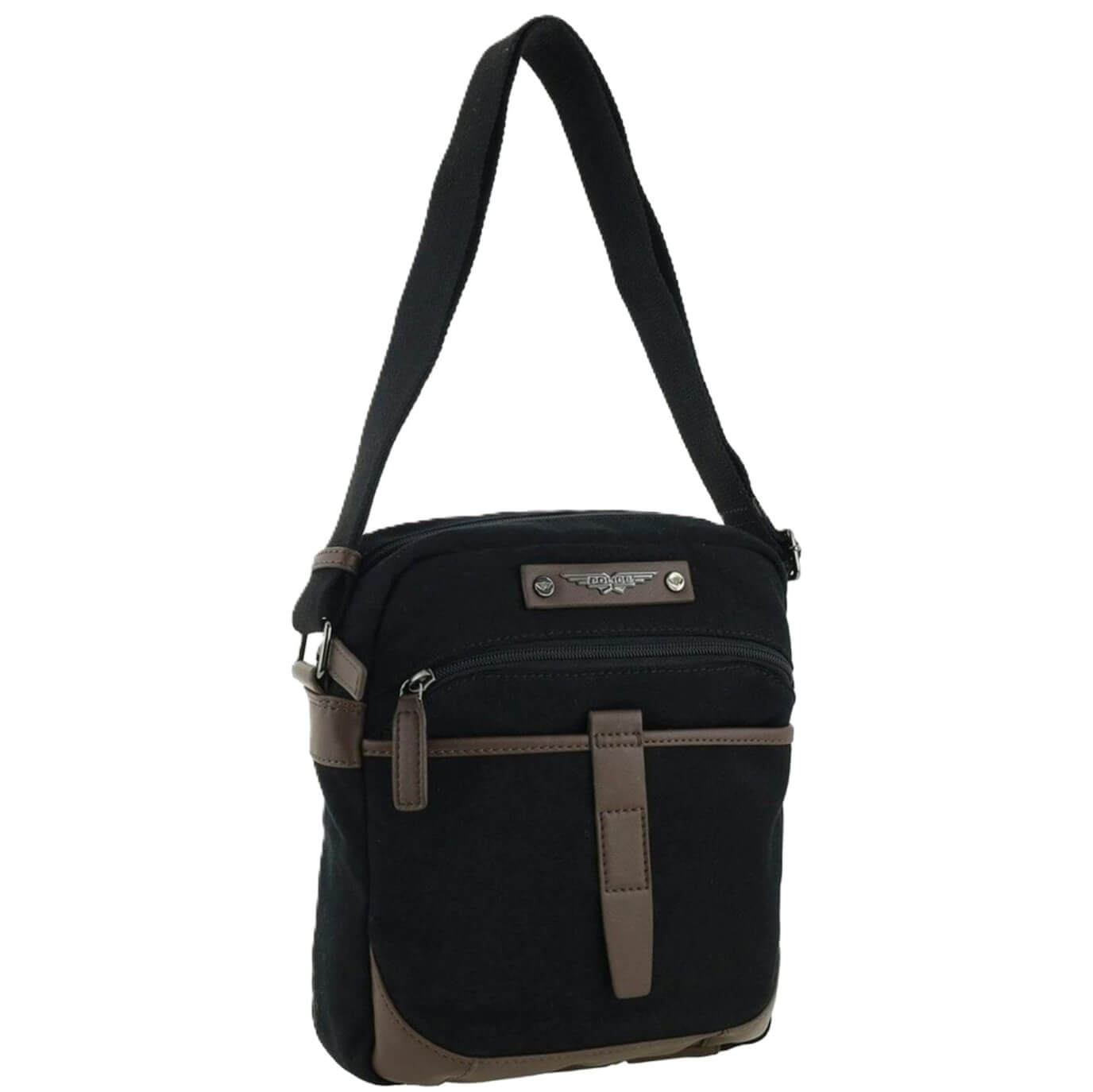 Police Men's Rustic Canvas Crossbody Bag in Black